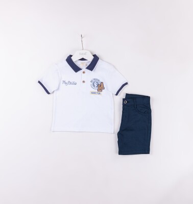 Wholesale Boys 2-Pieces T-shirt and Short Set 2-5Y Sani 1068-2362 Белый 