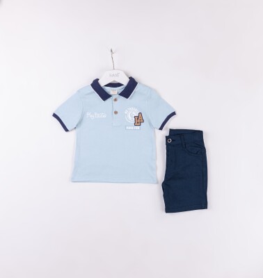 Wholesale Boys 2-Pieces T-shirt and Short Set 2-5Y Sani 1068-2362 Голубой 