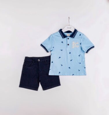 Wholesale Boys 2-Pieces T-shirt and Short Set 2-5Y Sani 1068-2385 Голубой 