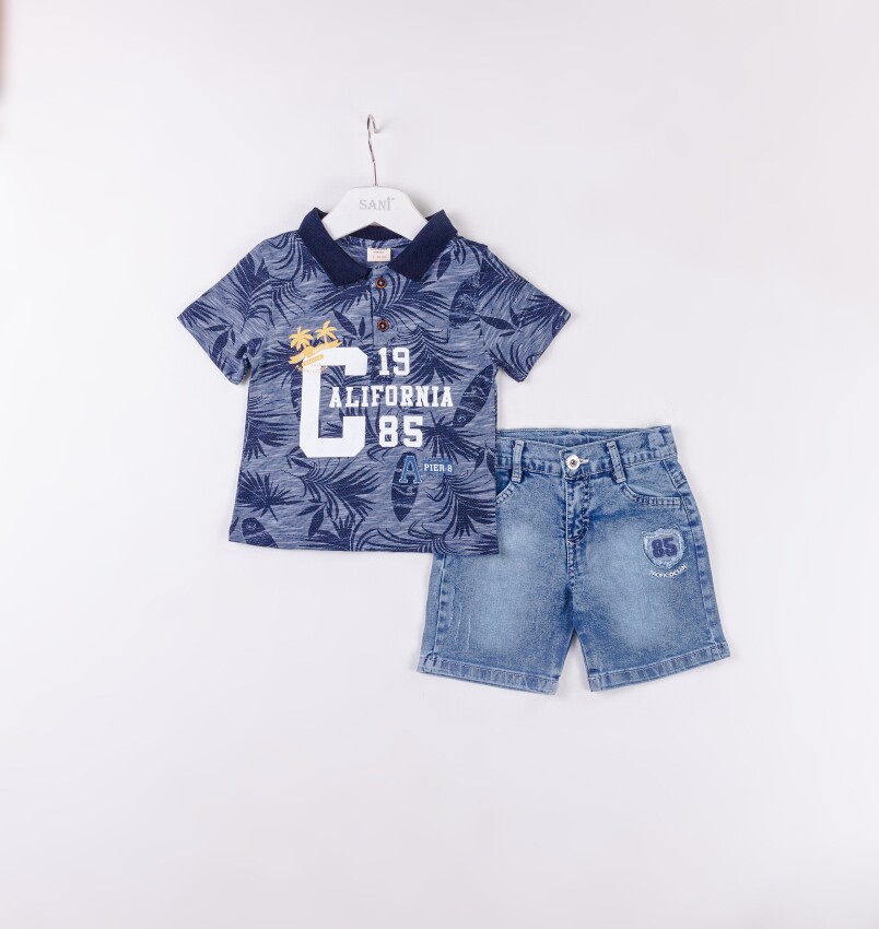 Wholesale Boys 2-Pieces T-shirt and Short Set 2-5Y Sani 1068-2390 - 1