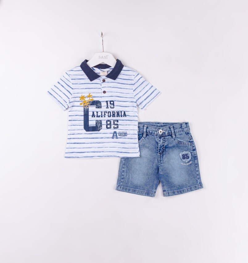 Wholesale Boys 2-Pieces T-shirt and Short Set 2-5Y Sani 1068-2390 - 2