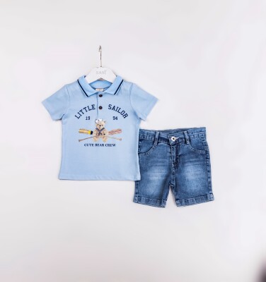 Wholesale Boys 2-Pieces T-shirt and Short Set 2-5Y Sani 1068-9930 Голубой 