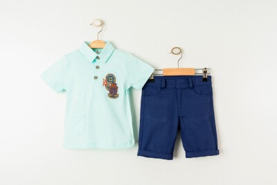 Wholesale Boys 2-Pieces T-shirt and Shorts Set 1-4Y Cool Exclusive 2036-23410 Мятно-зеленый