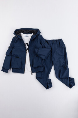 Wholesale Boys 3-Piece Bodysuit, Jacket and Pants Set 6-9Y Gold Class 1010-3567 Индиговый 