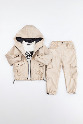 Wholesale Boys 3-Piece Bodysuit, Jacket and Pants Set 6-9Y Gold Class 1010-3568 Экрю