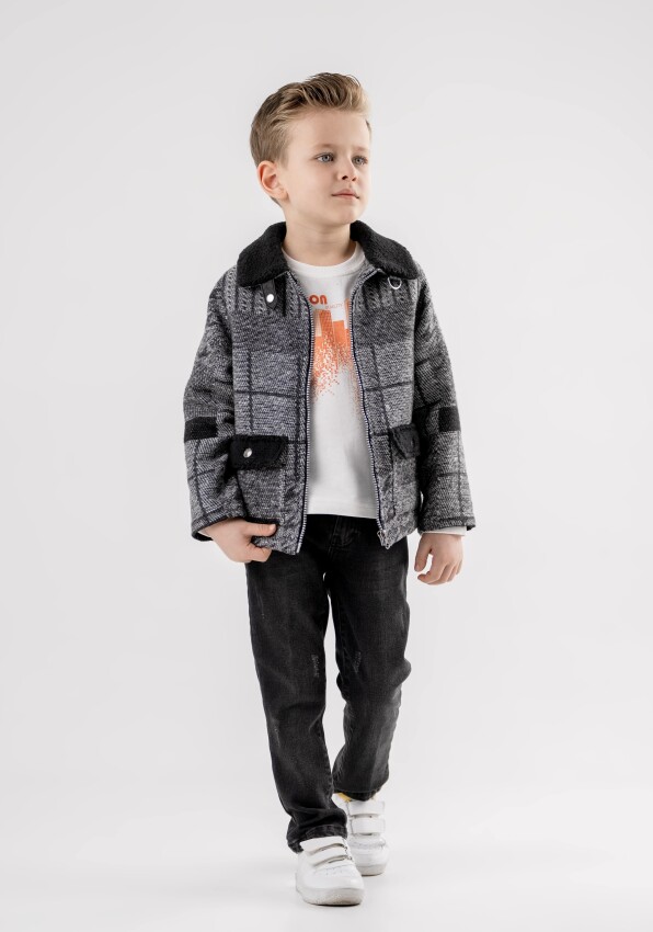 Wholesale Boys 3-Piece Coat T-Shirt and Pants Set 3-7Y Lemon 1015-9968 - 1