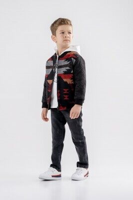 Wholesale Boys 3-Piece Coat T-Shirt and Pants Set 8-12Y Lemon 1015-9967 - 1