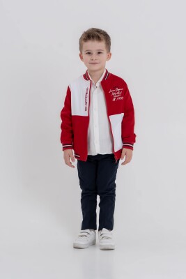 Wholesale Boys 3-Piece College Jacket, Shirt and Pants Set 3-7Y Lemon 1015-10053 Красный