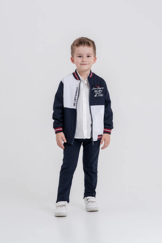 Wholesale Boys 3-Piece College Jacket, Shirt and Pants Set 8-12Y Lemon 1015-10054 - 2