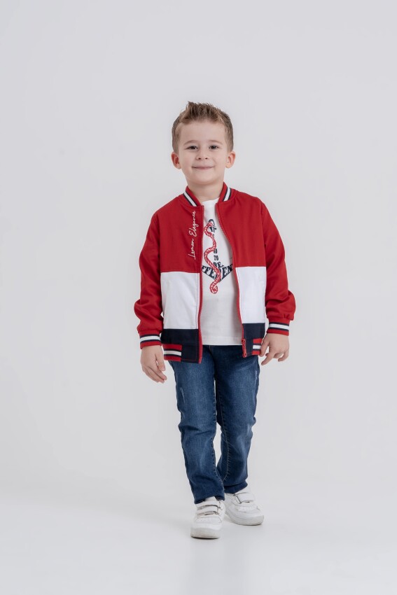 Wholesale Boys 3-Piece College Jacket, T-Shirt and Pants Set 3-7Y Lemon 1015-10056 - 1