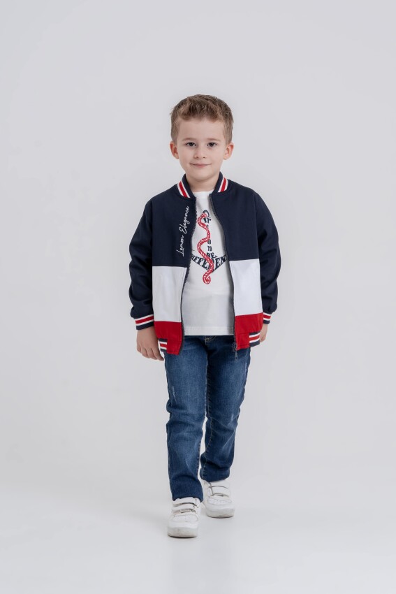 Wholesale Boys 3-Piece College Jacket, T-Shirt and Pants Set 8-12Y Lemon 1015-10057 - 2