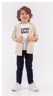 Wholesale Boys 3-Piece Hoodie Shirt T-shirt and Pants Set 5-8Y Lemon 1015-9927 - 1