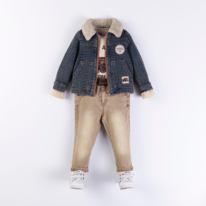 Wholesale Boys 3-Piece Jacket, Badi and Denim Pants 1-4Y Bombili 1004-6553 - 2