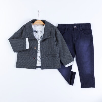 Wholesale Boys 3-Piece Jacket, Badi and Denim Pants Set 1-4Y Bombili 1004-6730 - Bombili