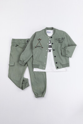 Wholesale Boys 3-Piece Jacket, Body and Pants Set 6-9Y Gold Class 1010-3511 Зелёный 