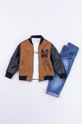 Wholesale Boys 3-Piece Jacket, Bodysuit and Denim Pants Set 2-5Y Gold Class 1010-2535 - 1