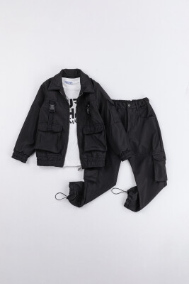 Wholesale Boys 3-Piece Jacket, Bodysuit and Pants Set 2-5Y Gold Class 1010-2574 Чёрный 