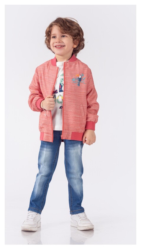 Wholesale Boys 3-Piece Jacket Denim Pants And T-Shirt Set 1-4Y Lemon 1015-9854 - 1