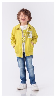 Wholesale Boys 3-Piece Jacket Denim Pants And T-Shirt Set 1-4Y Lemon 1015-9910 - 2