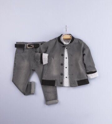 Wholesale Boys 3-Piece Jacket Pants and Shirt Set 2-5Y Gold Class 1010-2257 Темно-серый 