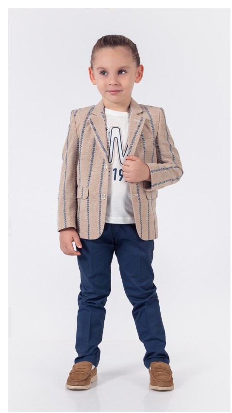 Wholesale Boys 3-Piece Jacket Pants And T-Shirt Set 1-4Y Lemon 1015-9822 - 1