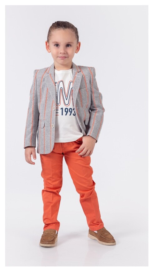 Wholesale Boys 3-Piece Jacket Pants And T-Shirt Set 1-4Y Lemon 1015-9822 - 2