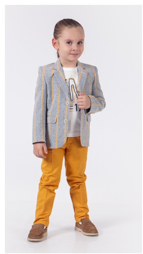 Wholesale Boys 3-Piece Jacket Pants And T-Shirt Set 1-4Y Lemon 1015-9822 - 3