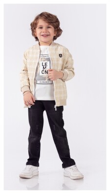 Wholesale Boys 3-Piece Jacket Pants And T-Shirt Set 1-4Y Lemon 1015-9902 - 1