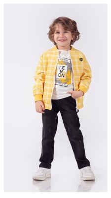 Wholesale Boys 3-Piece Jacket Pants And T-Shirt Set 1-4Y Lemon 1015-9902 - Lemon (1)