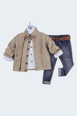 Wholesale Boys 3-Piece Jacket, Shirt and Denim Pants Set 2-5Y Gold Class 1010-2201 - Gold Class (1)