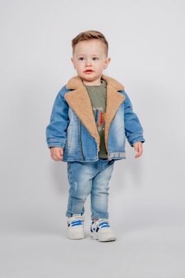 Wholesale Boys' 3-Piece Jacket Sweat and jeans Trousers Set 6-24M Bubbly 2035-2036 - Bubbly