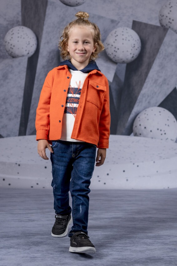 Wholesale Boys 3-Piece Jacket Sweatshirt and Denim Pants Set 1-4Y Lemon 1015-9754 - 1