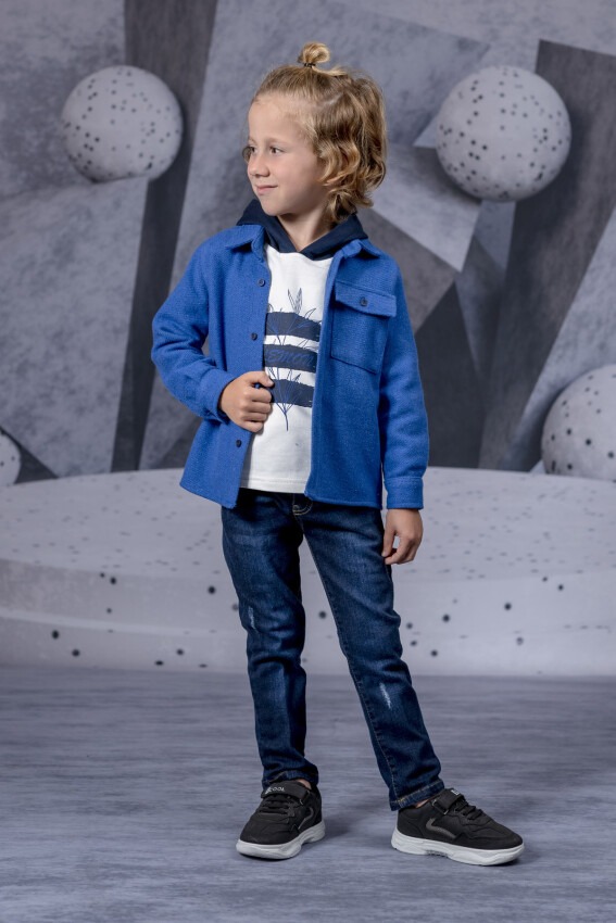 Wholesale Boys 3-Piece Jacket Sweatshirt and Denim Pants Set 1-4Y Lemon 1015-9754 - 3