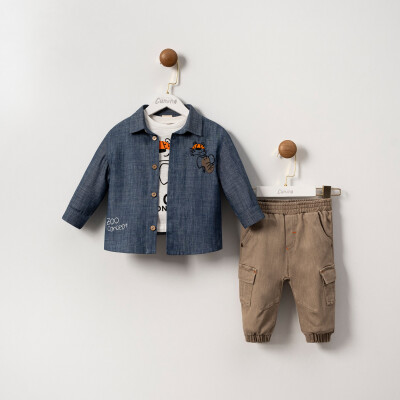 Wholesale Boy's 3-Piece Jacket, Trousers and Body Suit 9-24M Cumino 1014-CMN3565 - Cumino