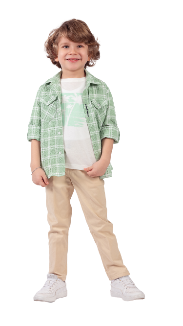 Wholesale Boys 3-Piece Shirt Pants and T-Shirt Set 1-4Y Lemon 1015-9892 - 4