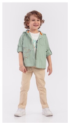 Wholesale Boys 3-Piece Shirt Pants And T-Shirt Set 1-4Y Lemon 1015-9898 Зелёный 