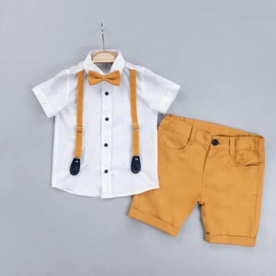 Wholesale Boys 3-Piece Shirt Set with Shorts and Bowtie 2-5Y Gold Class 1010-2326 Горчичный