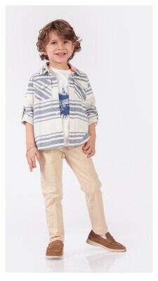 Wholesale Boys 3-Piece Shirt T-shirt and Pants Set 1-4Y Lemon 1015-9878 Темно-синий