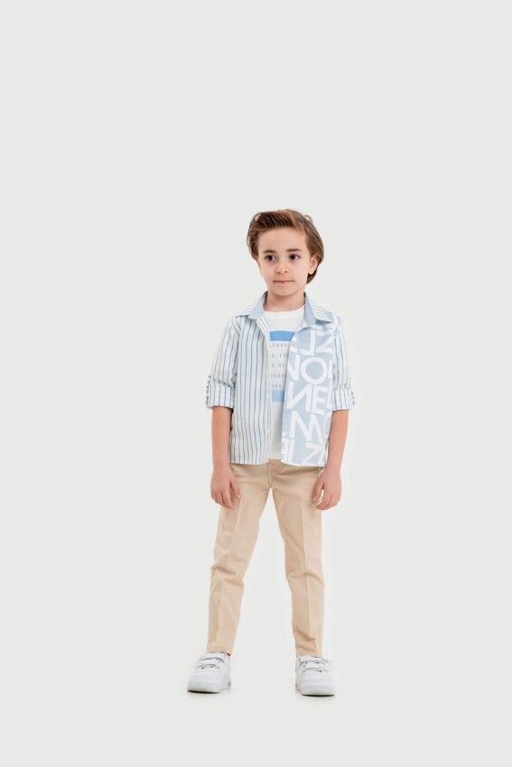 Wholesale Boys 3-Piece Shirt, T-Shirt and Pants Set 3-7Y Lemon 1015-10040 - 1