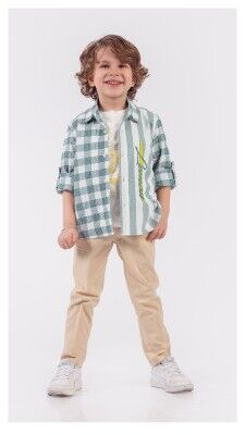 Wholesale Boys 3-Piece Shirt T-shirt and Pants Set 5-8Y Lemon 1015-9891 - Lemon