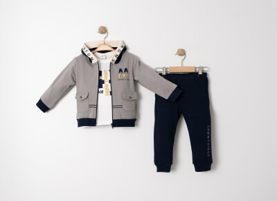 Wholesale Boys 3-Piece Tracksuit Set 1-4Y Sani 1068-20025 Темно-серый 