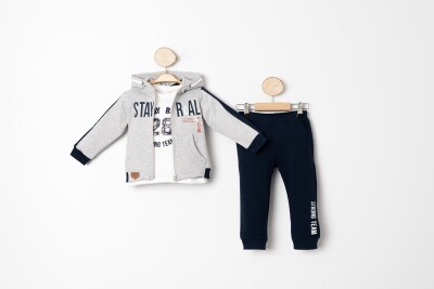 Wholesale Boys 3-Piece Tracksuit Set 1-4Y Sani 1068-20049 Светло-серый