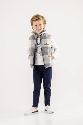 Wholesale Boys 3-Piece Vest Sweatshirt and Pants Set 8-12Y Lemon 1015-9951 - Lemon