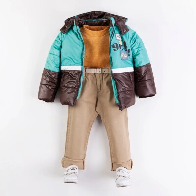 Wholesale Boys 3-Pieces Coat, Sweatshirt and Denim Pants Set 3-6Y 3-6Y Bombili 1004-6121 Зелёный 