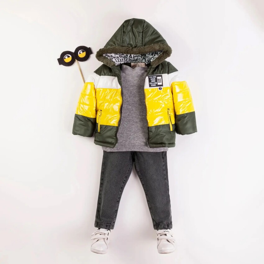 Wholesale Boys 3-Pieces Coat, Sweatshirt and Denim Pants Set 3-6Y Bombili 1004-6119 - 2