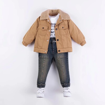 Wholesale Boys 3-Pieces Jacket, Badi and Denim Set 1-4Y Bombili 1004-6552 - Bombili