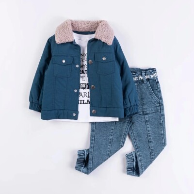 Wholesale Boys 3-Pieces Jacket, Badi and Denim Set 1-4Y Bombili 1004-6552 - Bombili