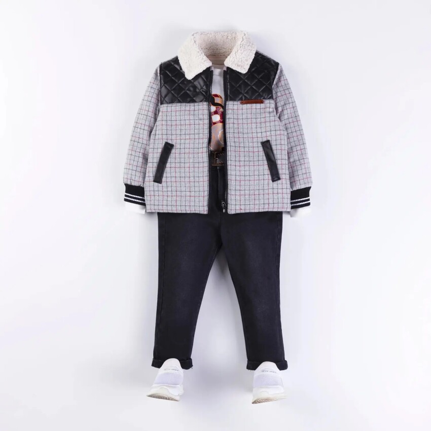 Wholesale Boys 3-Pieces Jacket, Badi and Denim Set 1-4Y Bombili 1004-6554 - 1