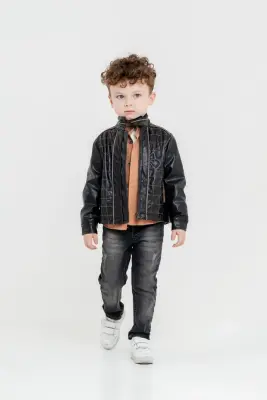 Wholesale Boys 3-Pieces Jacket, Shirt and Pants Set 1-4Y Cool Exclusive 2036-26088 Чёрный 