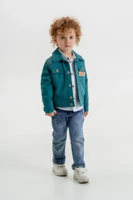Wholesale Boys 3-Pieces Jacket, Shirt and Pants Set 1-4Y Cool Exclusive 2036-28076 Лазурный 